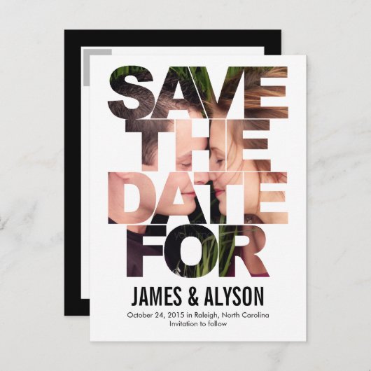 シックなプレビュー日付カードの保存 案内ポストカード (正面/裏面)