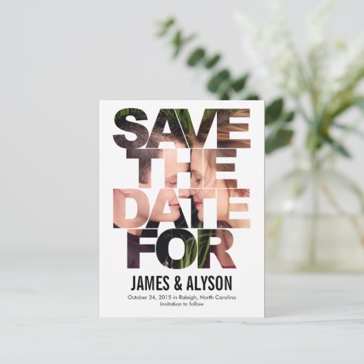 シックなプレビュー日付カードの保存 案内ポストカード (スタンド正面)