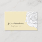 シックなプレーンのピーチベージュかわいいホワイトローズシンプル 名刺 (正面)