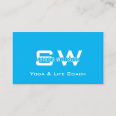 シックなプレーンスカイブルーホワイトとモノグラムとロゴ 名刺 (正面)