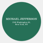 シックなプレーンハンターグリーンカラーパーソナライズされたカスタム ラウンドシール (正面)