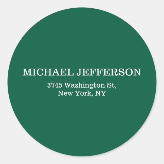 シックなプレーンハンターグリーンカラーパーソナライズされたカスタム ラウンドシール (正面)