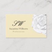 シックなプレーンピーチベージュホワイトローズとイニシャル 名刺 (正面)