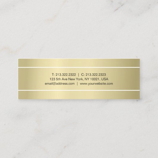 シックなプレーンモダンプロフェッショナルエレガント金ゴールド スキニー名刺 (裏面)