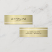 シックなプレーンモダンプロフェッショナルエレガント金ゴールド スキニー名刺 (正面/裏面)