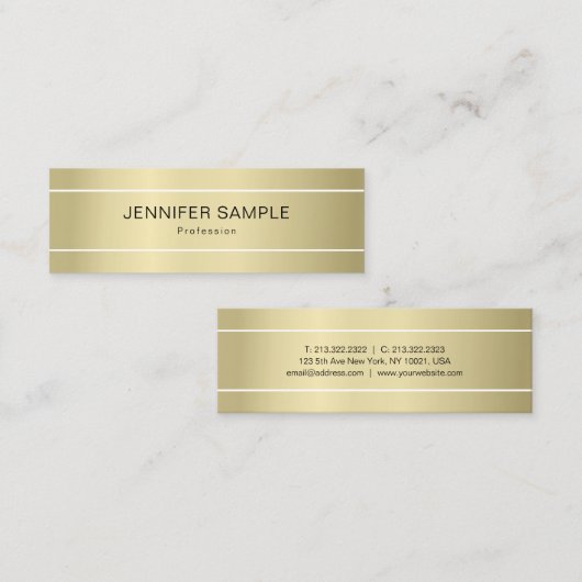 シックなプレーンモダンプロフェッショナルエレガント金ゴールド スキニー名刺 (正面/裏面)
