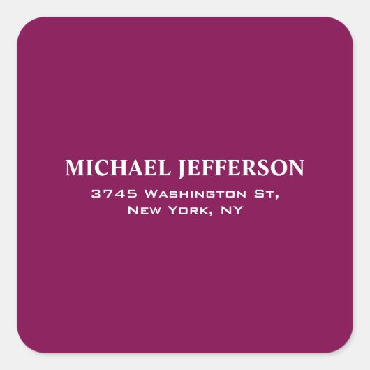 シックなプレーンワインカラーパーソナライズされたカスタム スクエアシール (正面)