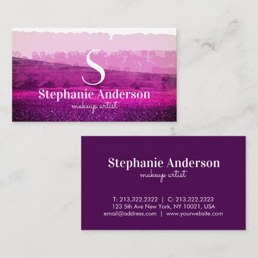 シックなプロフェッショナルブルゴーニュとピンクモノグラムのク 名刺 (正面/裏面)