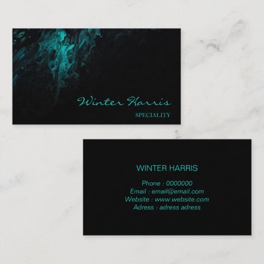 シックなプロフェッショナル芸術的抽象芸術ブラック 名刺 (正面/裏面)