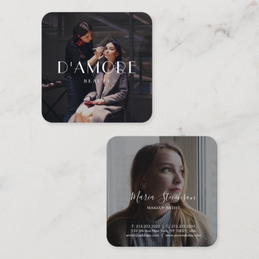 シックなプロフェッショナル2写真白黒 スクエア名刺 (正面/裏面)