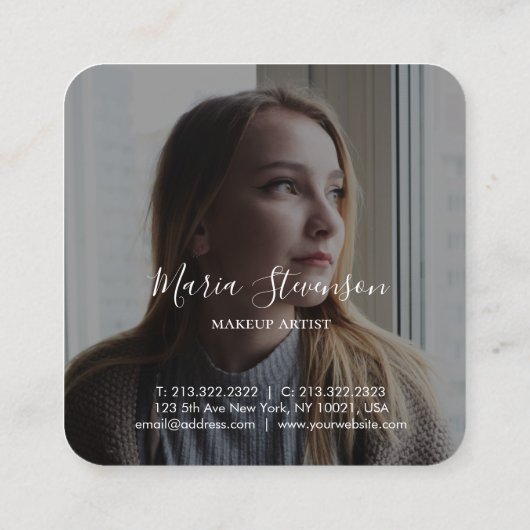 シックなプロフェッショナル2写真白黒 スクエア名刺 (裏面)