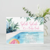 シックなプールパーティーの赤ちゃんシャワー女の子だ 招待状 (スタンド正面)
