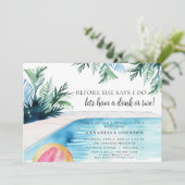 シックなプールパーティーブライダルシャワーは飲み物を持っている 招待状 (スタンド正面)