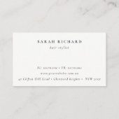 シックなヘアスタイリストアイボリーヘアシザーアポイントメント 名刺 (裏面)