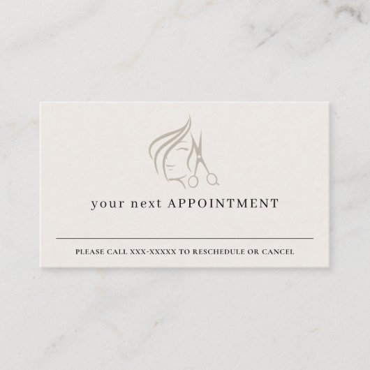 シックなヘアスタイリストアイボリーヘアシザーアポイントメント 名刺 (正面)