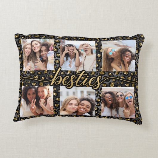 シックなベスティーズ最高のBFF Friendsフォトコラージュ アクセントクッション (裏面)