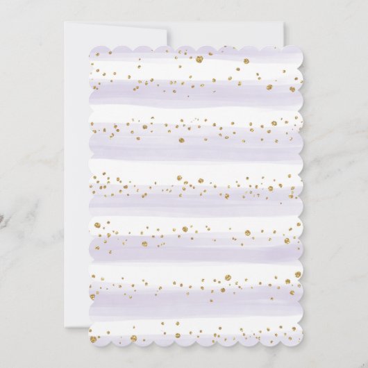 シックなベビーイン開花パープル金ゴールドフローラガールシャワー 招待状 (裏面)