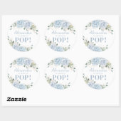 シックなベビーブルーフローラ金ゴールド男の赤ちゃん準備完了ポップ・アートの ラウンドシール (シート)