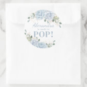 シックなベビーブルーフローラ金ゴールド男の赤ちゃん準備完了ポップ・アートの ラウンドシール (バッグ)