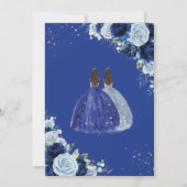 シックなベビーブルー王室のブルーフローラツインズキンセアニラ 招待状 (裏面)