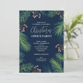 シックなベリーとパインズクリスマスパーティの招待状 (スタンド正面)