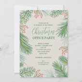 シックなベリーとパインズクリスマスパーティの招待状 (正面)