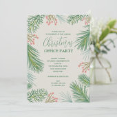 シックなベリーとパインズクリスマスパーティの招待状 (スタンド正面)