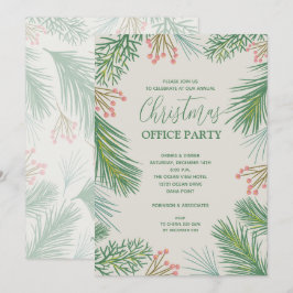 シックなベリーとパインズクリスマスパーティの招待状