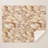 シックなベージュの羽のパターン シェルパブランケット (正面(横))