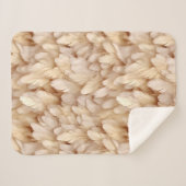 シックなベージュの羽のパターン シェルパブランケット (正面(横))