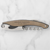 シックなベージュクラッシーTaupeブラウンウィーブパターン ソムリエナイフ (正面)