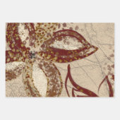 シックなベージュテクスチャブルゴーニュフローラ抽象芸術 ラッピングペーパーシート (正面)