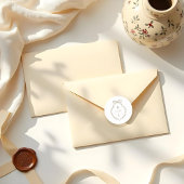 シックなベージュハンドドロードボウ&リボンモノグラムクレスト ラウンドシール