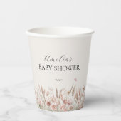 シックなベージュフローラベビーイン開花ベビーシャワー 紙コップ (正面)
