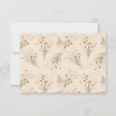 シックなベージュメドウワイルドフラワーメニューチョイス結婚ズ 出欠カード (裏面)