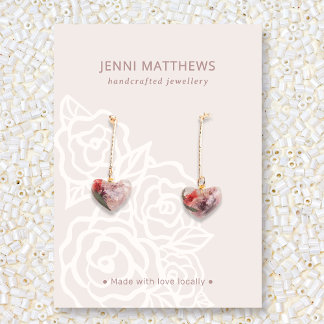 シックなベージュローズブーケフローライヤリングディスプレイ 名刺