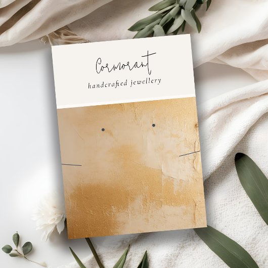 シックなベージュ金ゴールド絵を描油テクスチャイヤリングネックレス 名刺