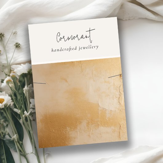 シックなベージュ金ゴールド絵を描油テクスチャネックレスディスプレイ 名刺