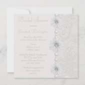 シックなペイズリーレースフラワーズ&パールブライダルシャワー 招待状 (裏面)