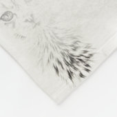 シックなペットポートレート猫の芸術の白い猫のスケッチ フリースブランケット (角)