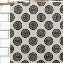 シックなホイールパターンモチャブラウン シャワーカーテン