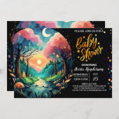 シックなホタルお洒落ベビーシャワー 招待状 (正面/裏面)