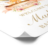 シックなホットエアバルーン赤ちゃんシャワー動物へようこそ ポスター (角)