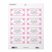 シックなホットピンクのギリシャ鍵フレームHウォーターボトルラベル ラベル (フルシート)