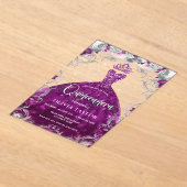 シックなホットピンクの明るい赤紫色ドレスフローラキンセアニェラ アクリル招待状 (レイダウン)