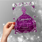 シックなホットピンクの明るい赤紫色ドレスフローラキンセアニェラ アクリル招待状