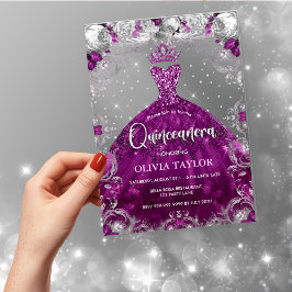 シックなホットピンクの明るい赤紫色ドレスフローラキンセアニェラ アクリル招待状