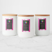 シックなホットピンクグリッターフレーム製品ラベルとロゴ フードラベル (ボトル)