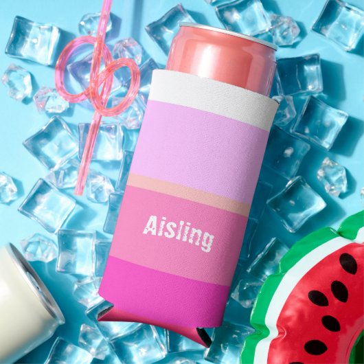 シックなホットピンクストライプ色のパターン スリム缶クーラー (インサイチュ 夏)