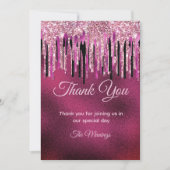 シックなホットピンクブラックドリッピンググリッター カード (正面)